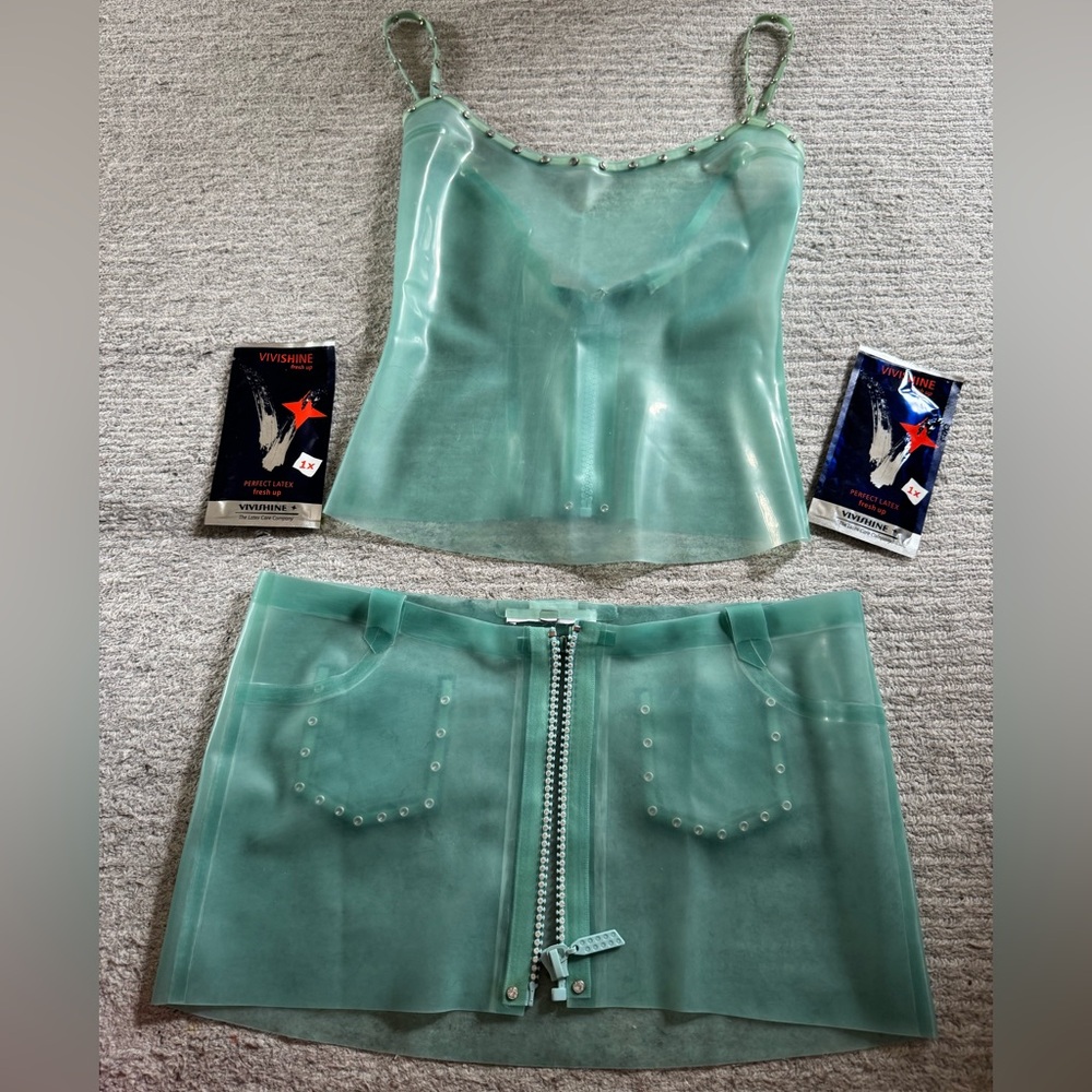 POSTER GIRL Mint Sheer Mini Skirt Set